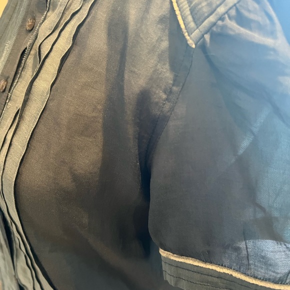 Zadig and Voltaire - Blue Pintucked Short Sleeve top - size M - Picture 3 of 11